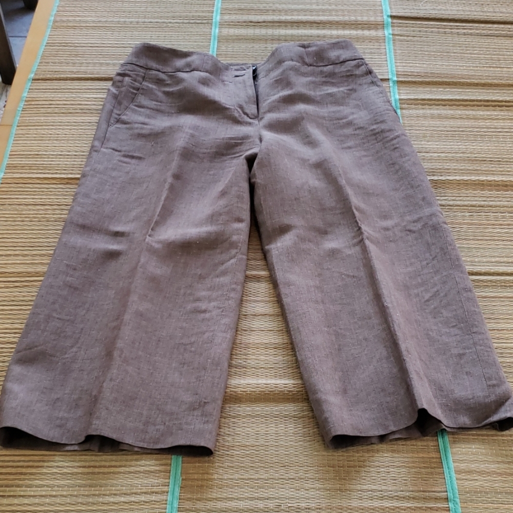 Women's Brown linen capris pants